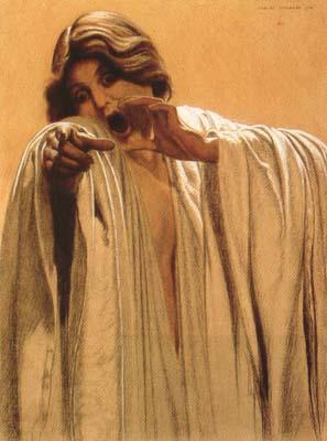 Carlos Schwabe Study for The Wave,feminine figure,back right Mixed media on board (mk19)